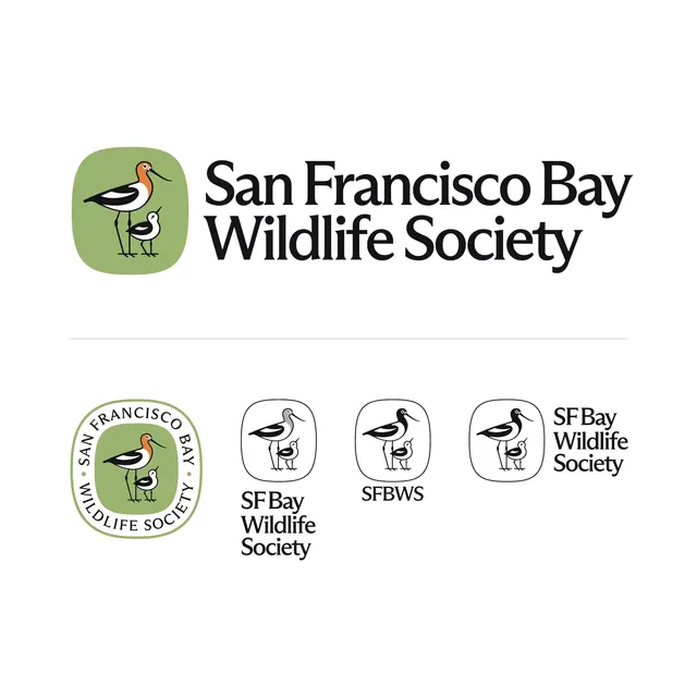 SF Bay Wildlife Society avocet logo system, organic, minimal, muted
