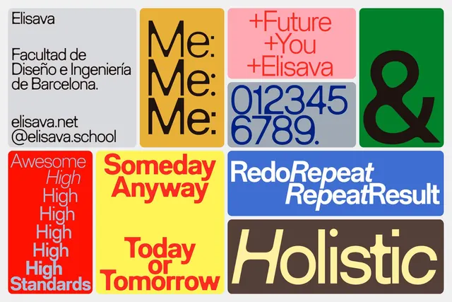 Elisava modular color-block type grid, swiss, editorial, vibrant