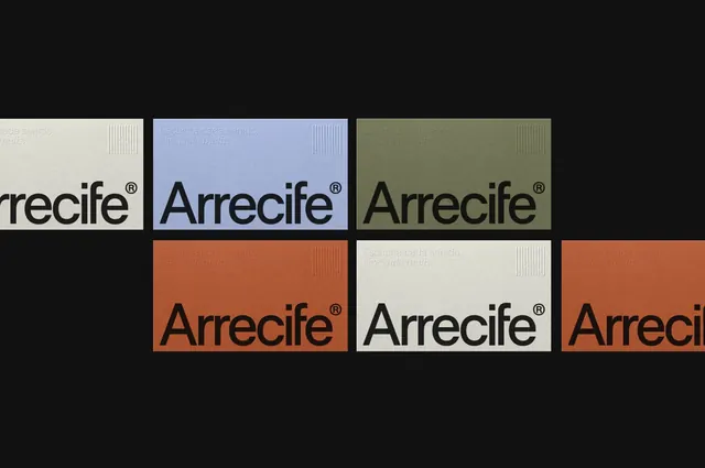Arrecife multi-colorway card system, minimal, corporate-clean, muted