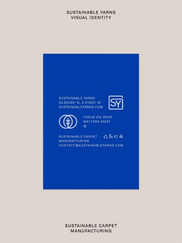 Sustainable Yarns cobalt identity card, minimal, swiss, light