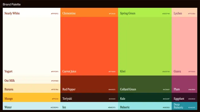 Food and beverage brand color palette, minimal, flat, light