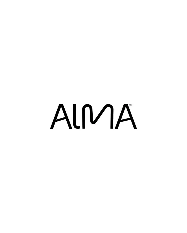 ALMA wordmark with trademark, minimal, light-mode, light