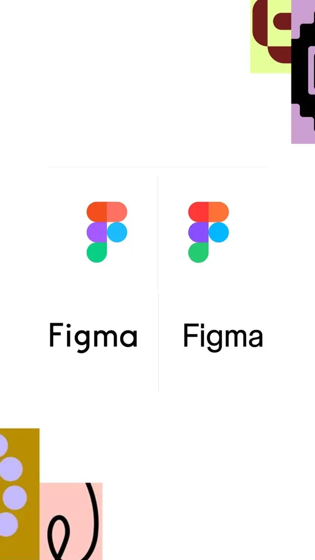 Figma logo before-and-after comparison, minimal, geometric, light