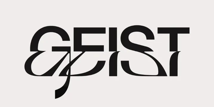 GEIST overlapping geometric typeface, minimal, monochrome, dark