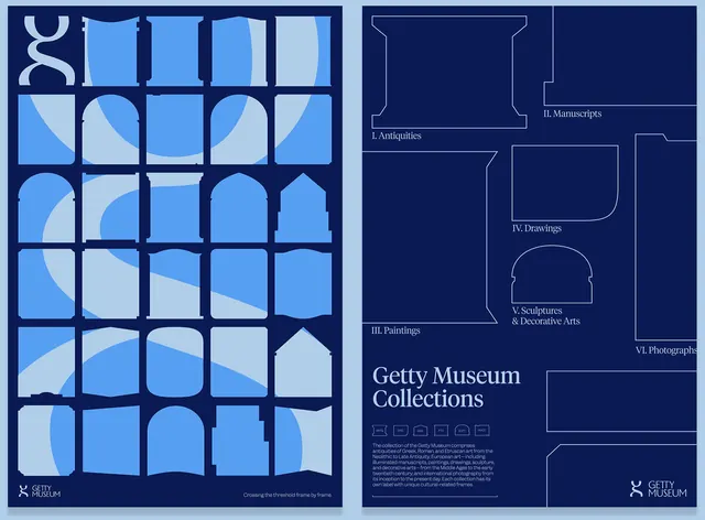 Getty Museum Collections identity grid system, minimal, geometric, cool