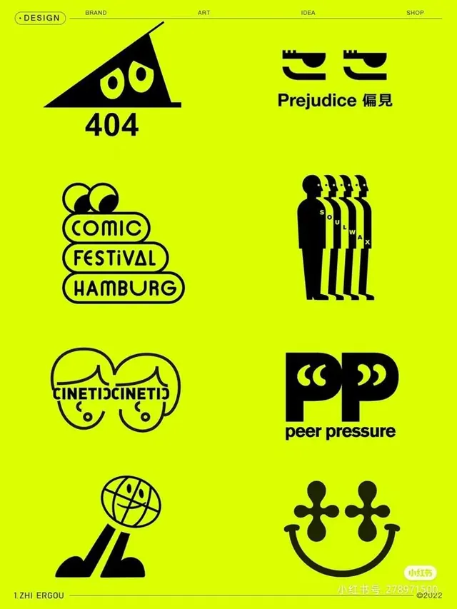 Design studio brand poster with line-art icon grid, minimal, flat, dark