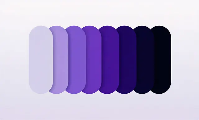 Purple gradient tint ramp with rounded forms, gradient-heavy, minimal, gradient