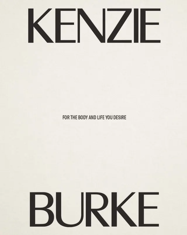Two-name type specimen: KENZIE BURKE, minimal, editorial, light