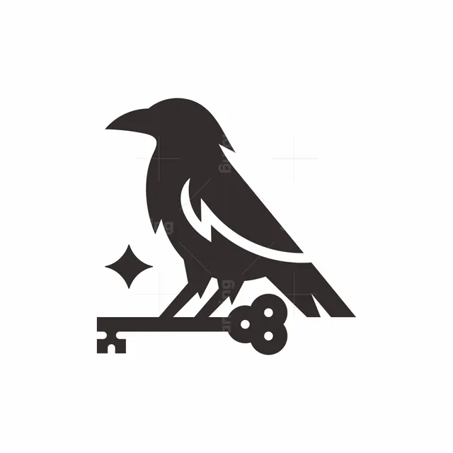 Raven Key Security Logo, minimal, monochrome, dark