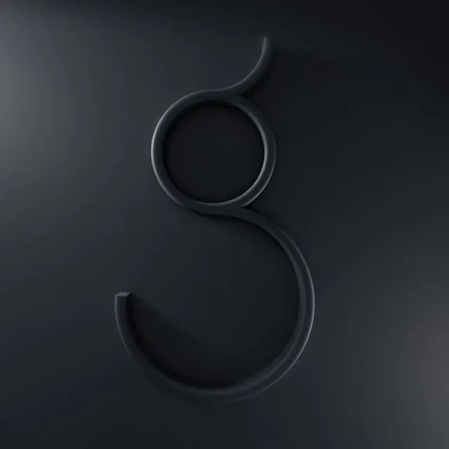 Minimal 3D dark tubular logo mark, minimal, 3d-render, dark