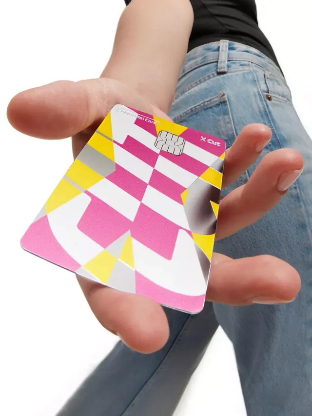 X Cut payment card with geometric pattern, geometric, playful, vibrant