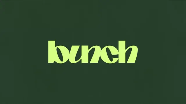 Bunch wordmark on green background, minimal, corporate-clean, dark