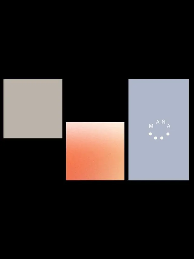 Modular color-block system with MANA wordmark, gradient-heavy, minimal, dark