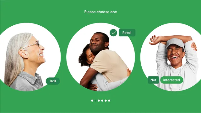 User segmentation selector with portraits, flat, illustrated, light