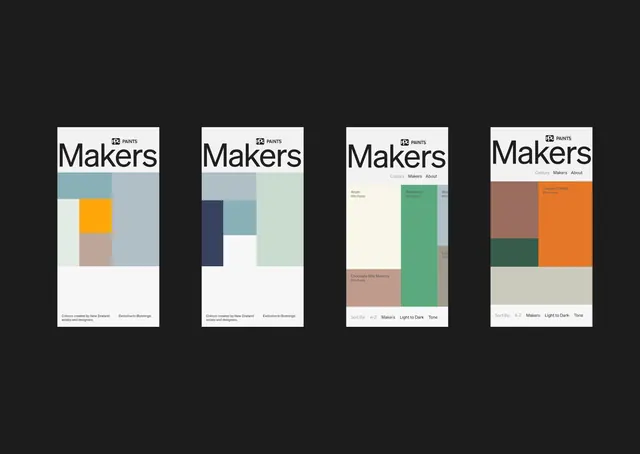 Modular color-palette browser interface specimen, minimal, geometric, light
