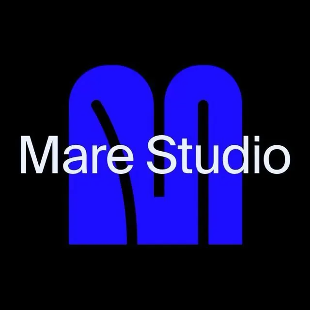 Mare Studio 'MM' monogram with crossbar accent, minimal, geometric, dark