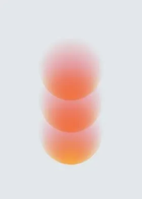 Stacked gradient spheres in peach and orange tones, gradient-heavy, abstract, warm