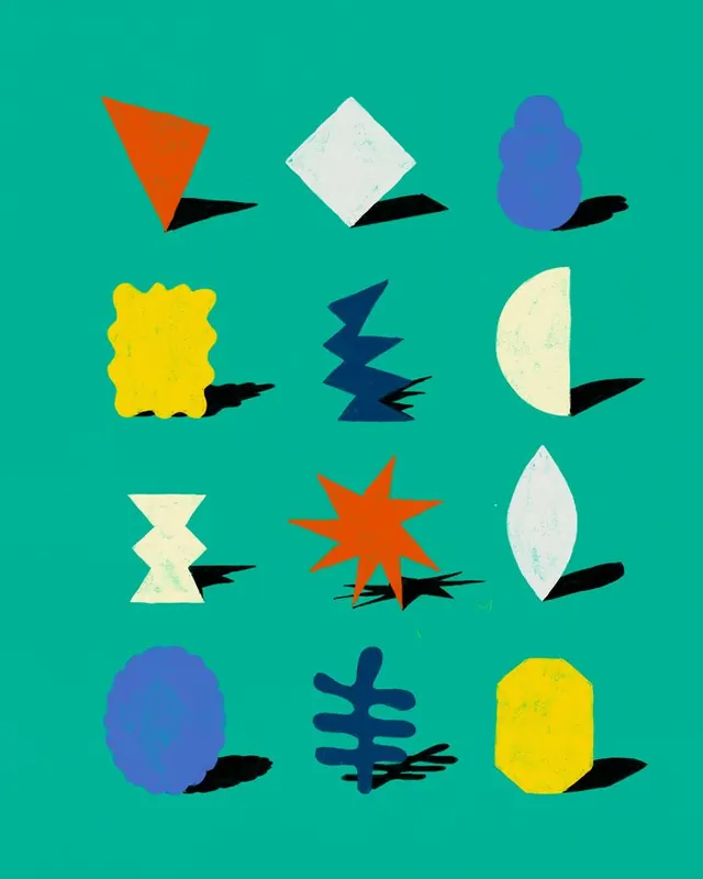 Playful geometric shape library, flat, geometric, vibrant