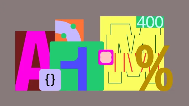 Overlapping geometric letterforms in neon and earthy tones, geometric, maximalist, vibrant