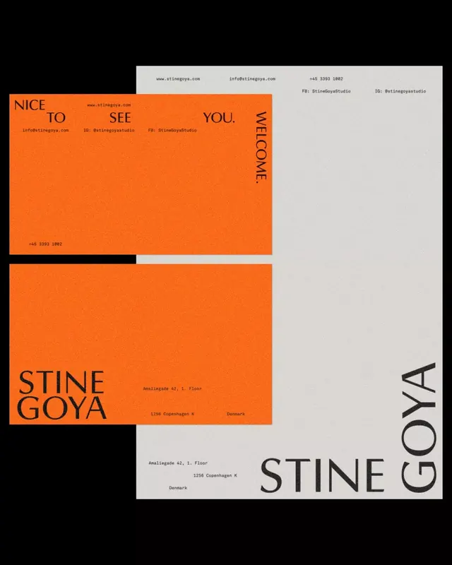 Stine Goya burnt-orange type system, minimal, geometric, warm