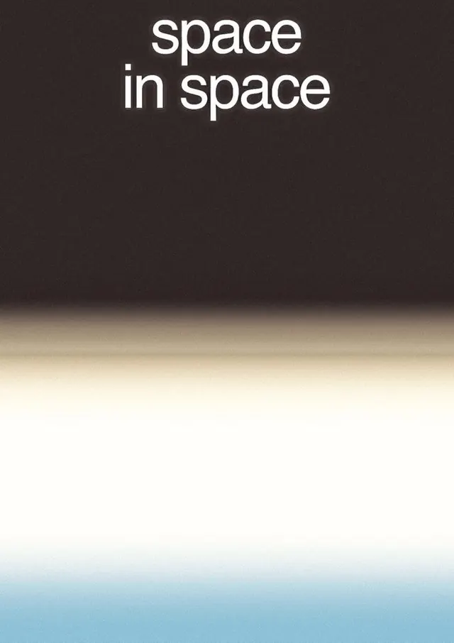 Atmospheric gradient poster with text overlay, minimal, abstract, light