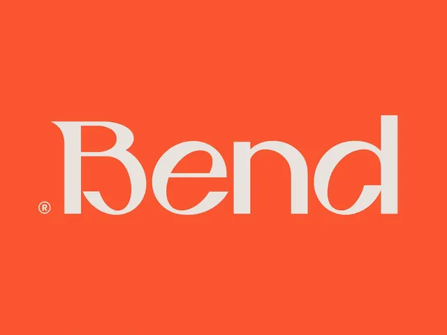 Bend wordmark, registered orange and white, minimal, corporate-clean, warm
