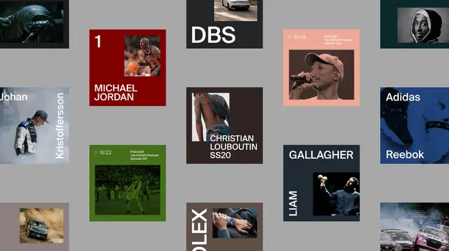 Creative directory mosaic grid, minimal, dark-mode, dark
