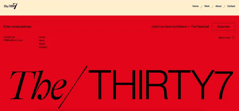 High-contrast red brand landing page, minimal, editorial, dark