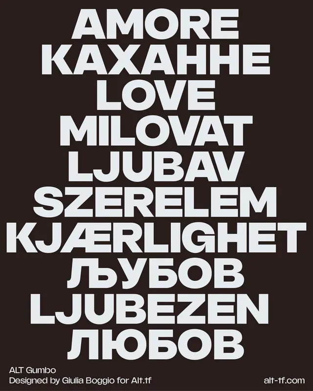 Multilingual high-contrast type specimen, minimal, geometric, dark