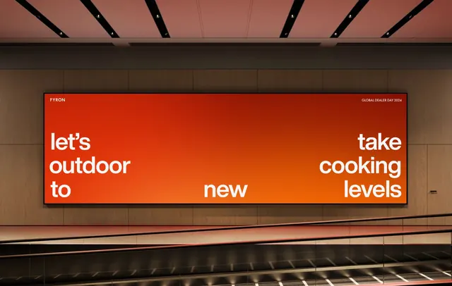 Fyron retail wayfinding billboard, corporate-clean, dark