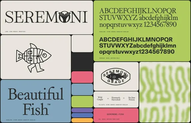 Seremoni identity system specimen, minimal, organic, cool