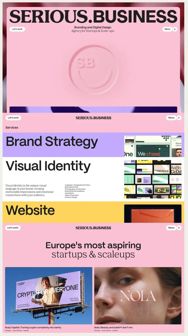 Serious.Business brand identity guide colorway, minimal, corporate-clean, vibrant