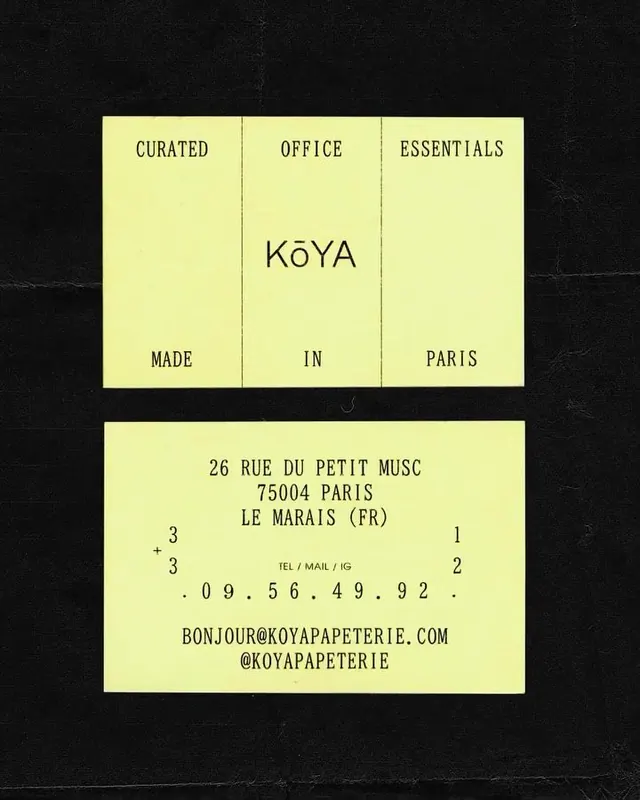 Koya Papeterie: stationery system with cream and navy grid, minimal, retro, dark