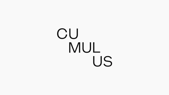 Cumulus: stacked sans-serif logo in black, minimal, monochrome, dark