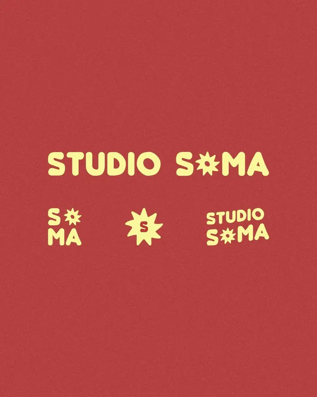 Studio Soma logotype specimen, minimal, retro, warm