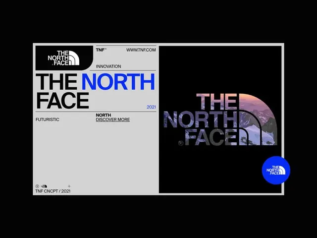 The North Face 2021 brand sheet, corporate-clean, technical, dark