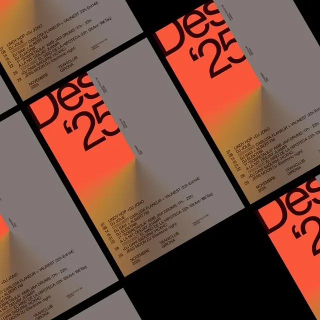 Overlapping offset event poster system, geometric, minimal, dark