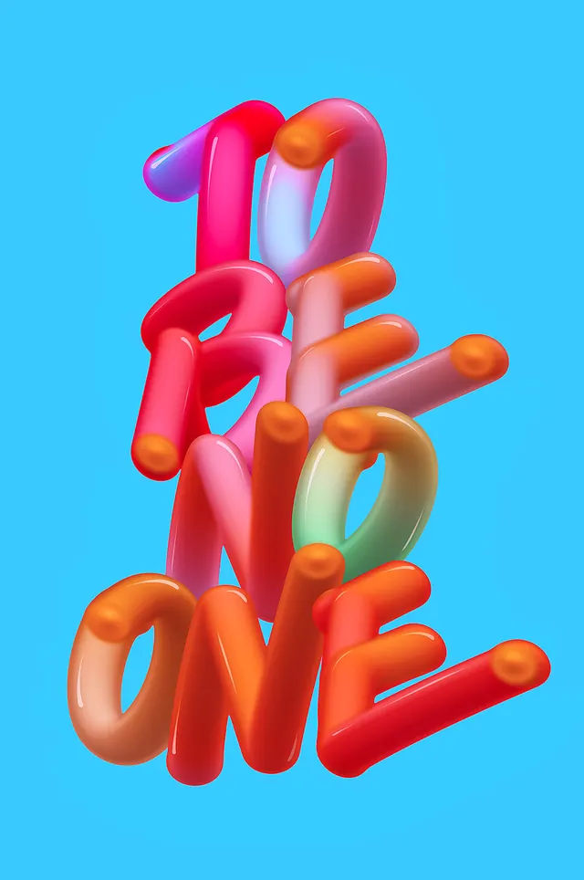3D Bubble Typography, 3d-render, playful, vibrant