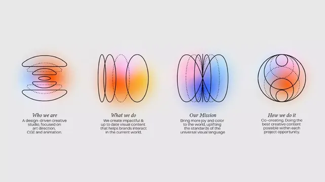 Four-part abstract gradient line system, abstract, line-art, cool