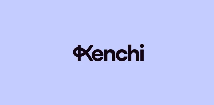 Kenchi wordmark: geometric sans-serif with symbol monogram, minimal, corporate-clean, light