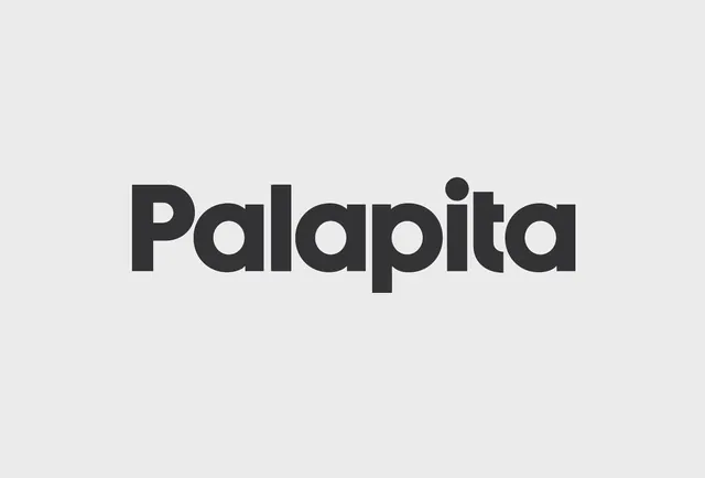 Palapita wordmark logotype, minimal, swiss, dark