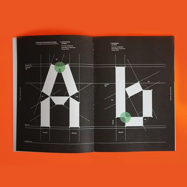Geometric type construction specification, minimal, geometric, dark