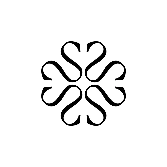 Interlocking curves mark, minimal, organic, dark