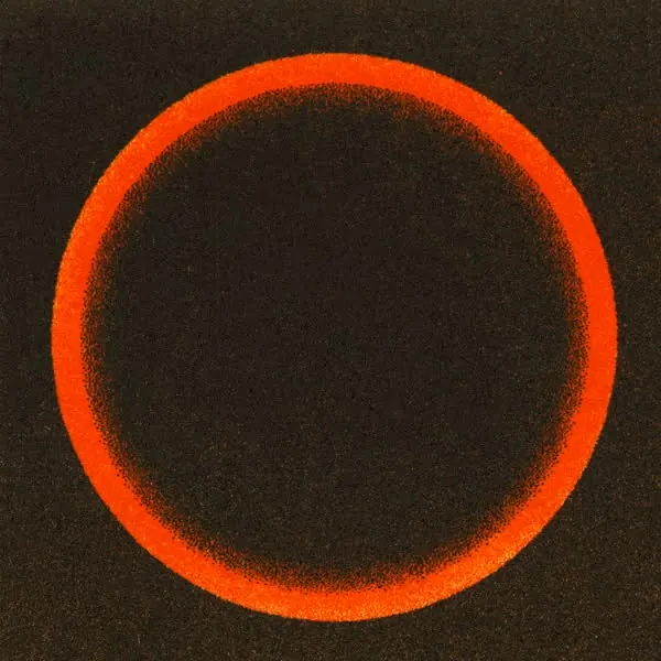 Radial gradient halo in burnt orange and black void, gradient-heavy, minimal, gradient