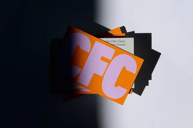 Irish Film Centre layered type composition, abstract, editorial, warm