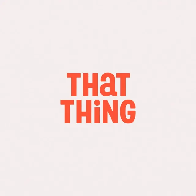 Bold orange sans-serif typography specimen THAT THING, minimal, geometric, warm