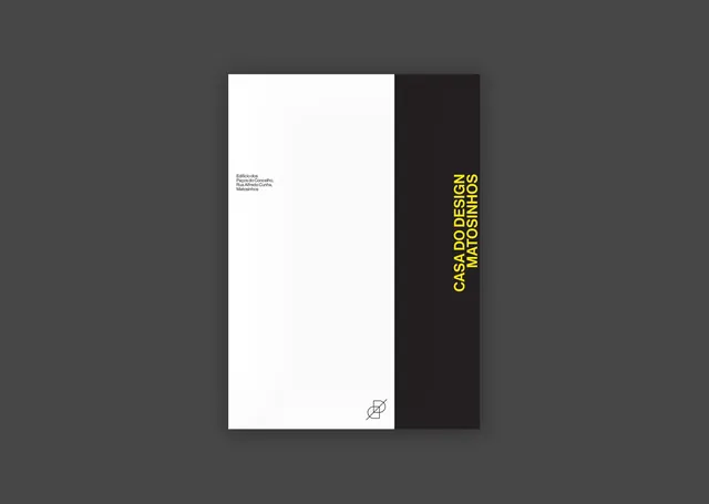 Casa do Design identity system mockup, minimal, swiss, monochrome