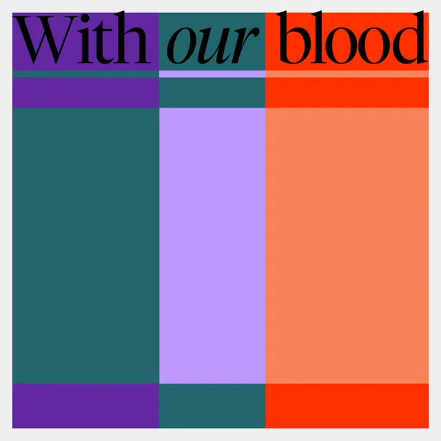With our blood activist grid logo, geometric, abstract, high-contrast