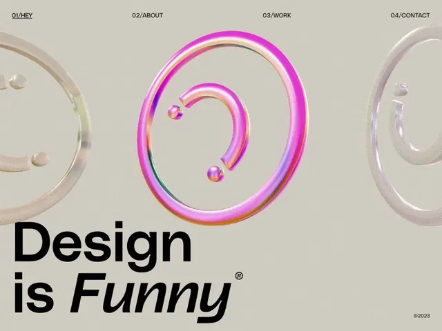 Design is Funny: gradient-ring geometric branding, gradient-heavy, geometric, light