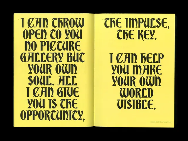 Typographic manifesto: bold all-caps declarations on acid yellow, minimal, editorial, dark